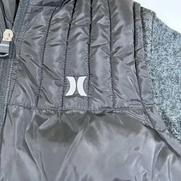Hurley Black Hybrid Winter Puffer Jacket Hoodie Insulated Boys Mediun 10-12 - Picture 4 of 8